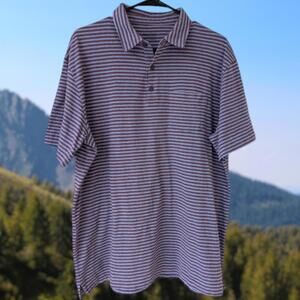 Patagonia Worn Wear 100% Organic Cotton Striped Polo Shirt Eco Gorpcore Red Blue
